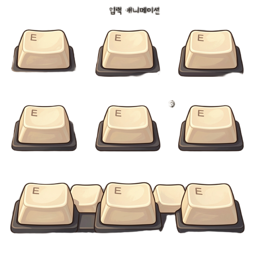 a 5-frame horizontal sprite sheet of a single cute mechanical keyboard key press animation for a 2d game. cream colored rounded keycap on a dark charcoal keyboard base, soft hand-painted style, warm highlights and soft shadows. frame 1 idle unpressed, fra