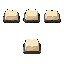a 5-frame horizontal sprite sheet of a single cute mechanical keyboard key press animation for a 2d game. cream colored rounded keycap on a dark charcoal keyboard base, soft hand-painted style, warm highlights and soft shadows. frame 1 idle unpressed, fra