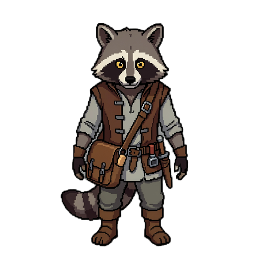 pixel art racoon medival 