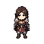 pixel art character, top down orthographic view, jrpg style, 64x64 sprite, chibi proportions, fantasy warrior, detailed pixel art, soft shading, clean pixels, sharp edges, no blur, no anti aliasing, 2d sprite, game final fantasy brave exivus style