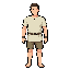 base male human adventurer, minimal light tunic and shorts, bare arms and legs visible, neutral standing idle pose, top-down rpg, no equipment, simple base body for equipment layering