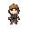 pixel art sprite, cute fantasy warrior, small warrior, cartoon style, no armor, no weapons,  big expressive eyes, simple shading, rpg exploration game character, clean pixel art, transparent background, retro game style, highly readable sil