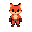 pixel art sprite, cute fantasy warrior creature, small red fox warrior, cartoon style, no armor, no weapons, red and orange colors, big expressive eyes, simple shading, rpg exploration game character, top-down view, clean pixel art, transparent background