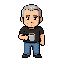 middle-aged man in his 40s, short salt and pepper hair, clean shaven, black t-shirt, blue jeans, friendly confused expression, office worker, holding a coffee mug