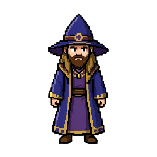 cria um mago para meu jogo em pixel art