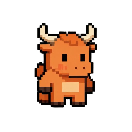 cute minotaur character, same camera angle, perspective,size, style, and facing direction as the reference
