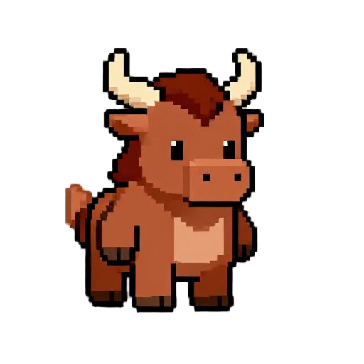 cute minotaur character, same camera angle, perspective,size, style, and facing direction as the reference