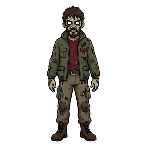 quero que voce me de um personagen tipico de apocalipse zumbi e a suas animações(sprites)