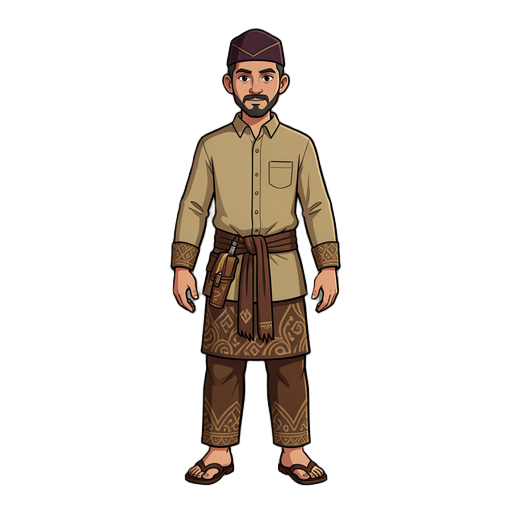 a malay man in the style of a daggerfall sprite pack (8 dimensions)