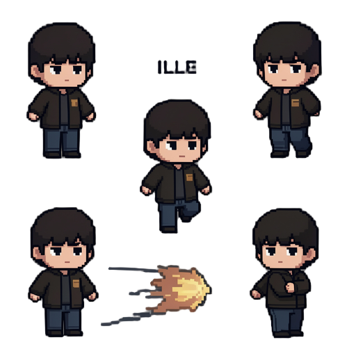 create de sprite sheet with de movements idle jump dash