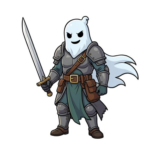 ghost soldier with sword in hand