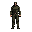 create a professional pixel art character sprite for a top-down shooter game. style: * realistic body proportions * character size exactly 10x20 pixels * head slightly larger than realistic but much smaller than chibi style * long legs * broad shoulders *