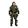 create a professional pixel art character sprite for a top-down shooter game. style: * realistic body proportions * character size exactly 10x20 pixels * head slightly larger than realistic but much smaller than chibi style * long legs * broad shoulders *