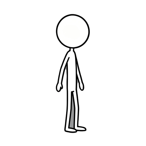 a stickman with no details, seen in profile.