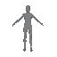 faceless mannequin character base, smooth featureless oval head, slim lean male body type, neutral standing t-pose facing forward, plain matte grey material, minimal shading, pure white background, full body reference sheet style, no clothing details, cle