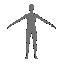 faceless mannequin character base, smooth featureless oval head, slim lean male body type, neutral standing t-pose facing forward, plain matte grey material, minimal shading, pure white background, full body reference sheet style, no clothing details, cle