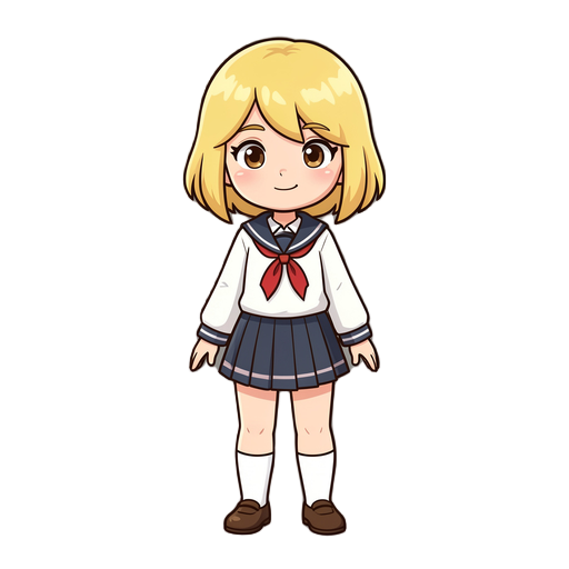 genere une fille couette blonde en uniforme scolaire