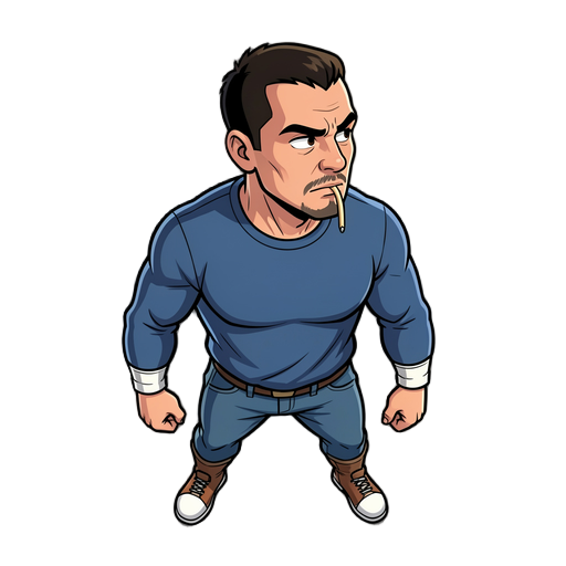 lutador de rua olhando pra direita estilo mortal kombate 