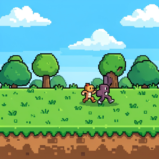 crie uma plataforma de grama ou chao estilo pixel art para meus personagnes andarem sobre