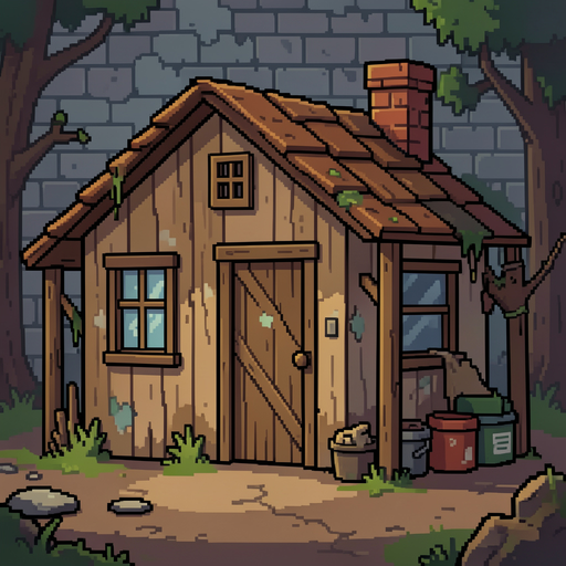 crie uma casa pobre estilo pixel art