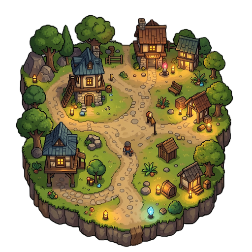 crie um mapa para mmorpg pixel arte iluminação boa,  terreno bom e bonito,  atemosfera ,  
