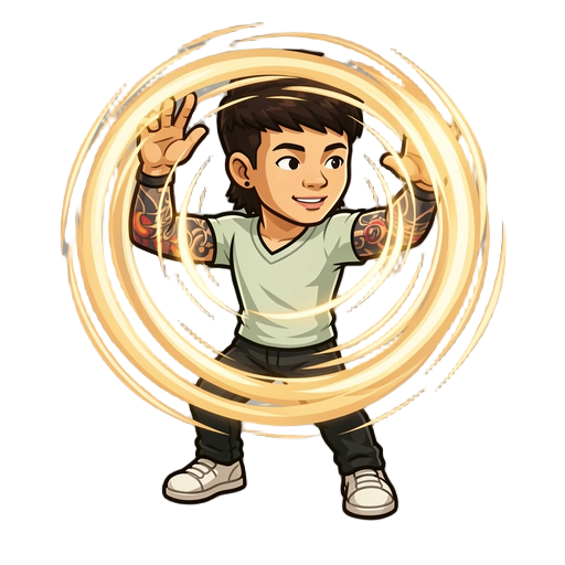 energetic attack animation: character rapidly rotates both hands in large continuous circles in front of body like tecktonik dance, fluid circular hand movements, arms drawing big circles, dynamic but body stays mostly in place, 6-8 frames loop, plants vs