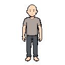 bald base human character without clothes sprite sheet, modest simple, neutral customizable