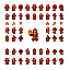 create a 2d pixel art top-down fire mage sprite sheet for a game character.  style: clean pixel art, fantasy rpg, detailed but readable at small size, consistent with modern top-down action-survivor games.  character: young male fire mage, red and gold ro