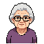 a character portrait facing forward of a grandma wearing glasses