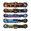 fantasy rpg game hud / health interface concept sheet, five elemental hp styles based on fire / rock / wind / water / grass, horizontal health bars with unique elemental frames and icon systems, premium game ui design, high readability, polished vfx detai