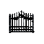 high quality 2d sprite pixel art of a gothic steel fence for a cemetery.