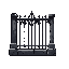 high quality 2d sprite pixel art of a gothic steel fence for a cemetery.