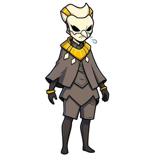 animate this character as a loopable 2d game idle animation. keep the exact same design and art style. the character should only stand still with subtle breathing, slight body bobbing, gentle cloth movement, and small arm sway. transparent background / al