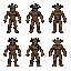create an 8-frame pixel art walk cycle sprite sheet of a forest guardian treant. style: retro rpg pixel art, 128x128 pixels per frame, clean readable silhouette, hand-crafted pixel art, no ai blur, no painterly effects. character: - wooden golem made of 1