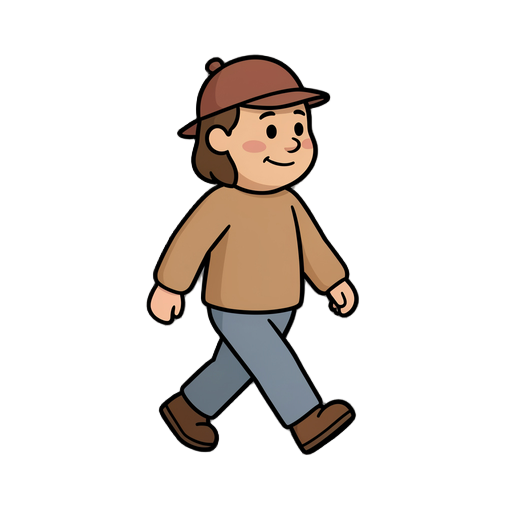crie uma animação de caminhada 2d para este personagem