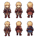 character sheet of a fantasy adventurer, classic korean mmorpg aesthetic, anime chibi proportions, highly detailed costume, colorful design, soft shading, isometric game sprite reference, front, side, back and 3/4 views, clean white background, profession