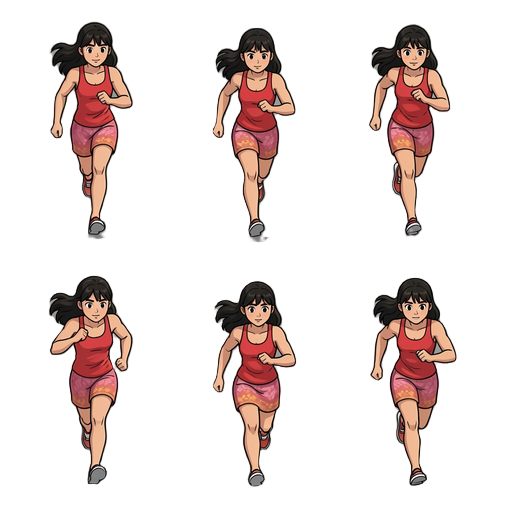 character runing in 6 sprites