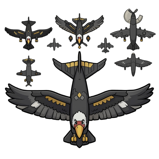 descripción: generar una hoja de sprites profesional y técnicamente precisa para una animación de vuelo completo (flight cycle), utilizando exclusivamente el diseño del cóndor proporcionado en la imagen de referencia como base absoluta.  reglas de oro (pr