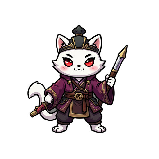 i want to make a vampiresurvivors-like game. i am planning to release it to steam. the theme is korean traditional. and i want to test you how satisfiing you make an i want to make. please make a 2d example of derpy the cat of k-pop demon hunters. can you