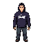 a clean standing character sprite, retro rpg style, direct translation of the reference sketch with deltarune pixel art styling, bold outlines, specific deltarune color palette