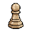 create a 64x64 pixel-art chess piece sprite: [pawn].         match the provided pawn reference exactly in style:    warm beige sandstone material, carved stone texture, faceted highlights, dark pixel outline, compact classic chess-piece silhouette, stacke