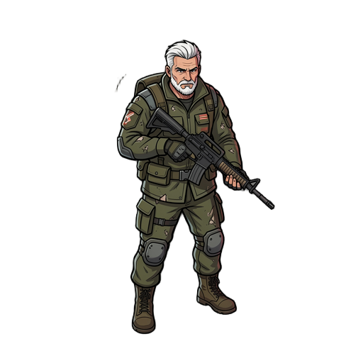 mercenary soldier white hair 2080 pos apocalypse vibe