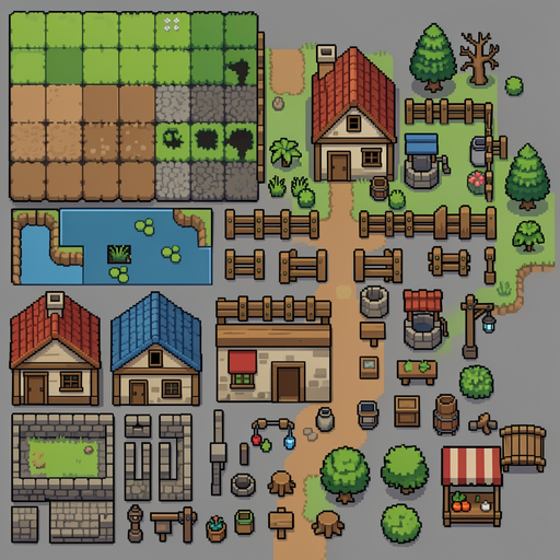 quero os pixels dessa imagem para meu jgoo top sown 2d, quero que os itens sejam 16x16, com qualidade maxima em pixel 2d