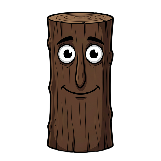 a dark, cinematic portrait of tung tung tung sahur with the original meme's proportions: a tall cylindrical wooden log head with a flat top, very large round cartoon eyes, a long simple carved nose, and a subtle unsettling smile. keep the facial proportio