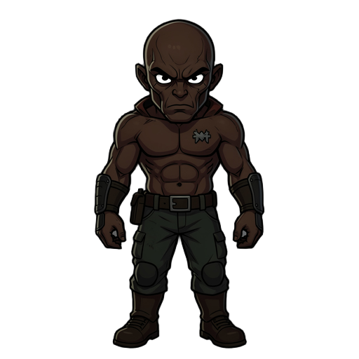 make me tung tung tung sahur (indonesian brainrot) in a dark way, looking deeply into the camera, dont show the body only head/torso, make him powerful