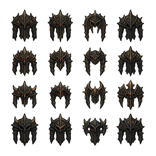 create a clean dark-fantasy enemy hud asset sheet for a roblox deckbuilding battle game, matching the supplied reference image’s gothic black iron, aged bronze, subtle gold highlights and thorned rune style.  generate one organized 4x3 sprite sheet. every