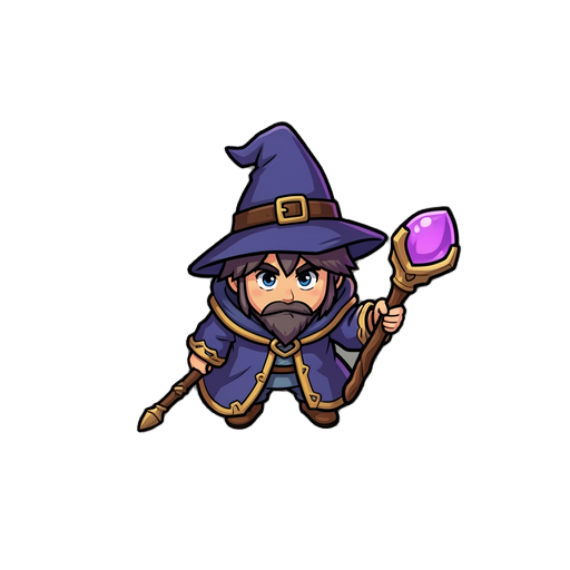 converter this image to topdown wizard character 