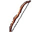 a simple wooden shortbow, rpg inventory icon, curved ash wood, taut bowstring, leather handgrip, 16-bit retro gaming style, clean pixel lines, flat colors, no background
