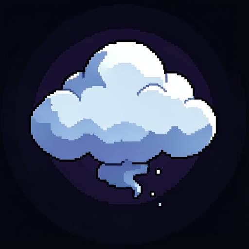 una nube que aparezca desde la oscuridad , pixel art