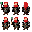 the dwarf has long, braided bright red hair and beard. he wears segmented polished steel plate armor and holds a one-handed warhammer with a glowing emerald green pommel. he has a leather belt with pouches and a scabbard, and sturdy boots. the 8 sprites a